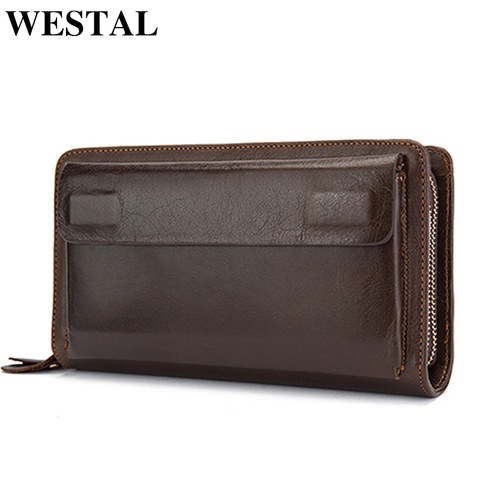 WESTAL Genuine Leather wallet male Men's Wallets for Credit Card Holder Clutch Male bags Coin Purse Men casual portmonee new9069 ► Photo 1/6
