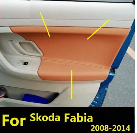 4PCS Microfiber Leather Front / Rear Door Panels Armrest Cover Protective Trim For  Skoda Fabia 2008-2014 with Mount Fittings ► Photo 1/6