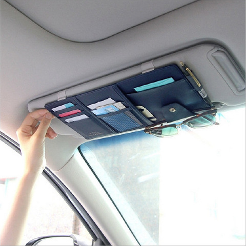 CHIZIYO Multifunction PU Car Sun Visor Storage Bag Auto Glasses Ticket Documents Folder Mobile Phone Organizer ► Photo 1/5