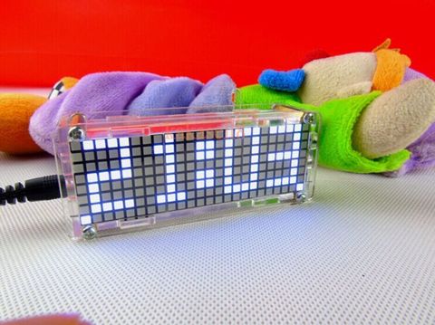 DIY Kit big screen digital Dot-matrix LED clock electronic Alarm clock timer microcontroller time thermometer temperature  ► Photo 1/6