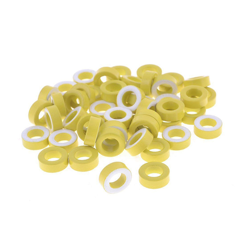 50pcs 7.5mm Inner Diameter Ring Iron T50-26 Toroid Ferrite Cores Yellow White For Power Transformers ► Photo 1/4