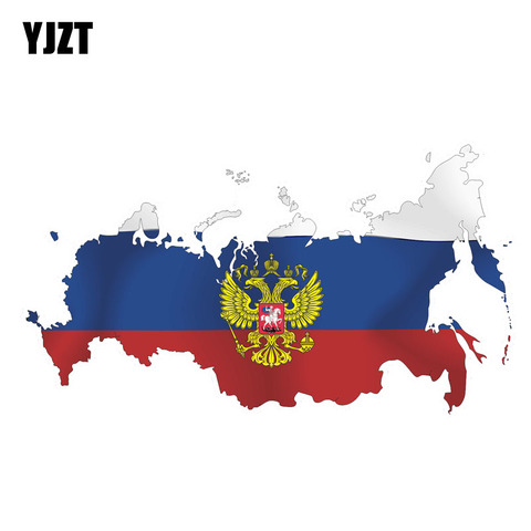 YJZT 15CM*8.4CM Accessoreis Funny Car Sticker PVC Reflective Russian Flag Map Decal 6-0162 ► Photo 1/6