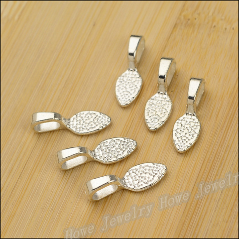 Free shipping Pendant Clips & Pendant Clasps 28 PCS Bright silver Tone Glue on Bail Leaf Tags Jewelry Findings DIY JewelyJC-614 ► Photo 1/3