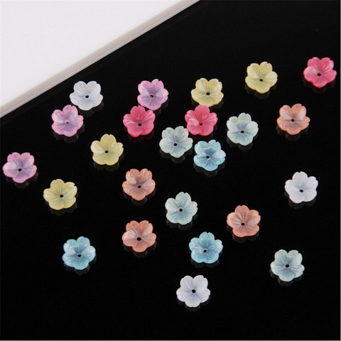 50pcs/lot new 9mm resin flower beads for diy hair clip jewelry making accessories material imitation shell loose beads with hole ► Photo 1/6