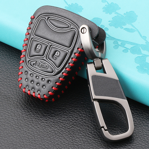 3 Button Leather key Cover Case for CHRYSLER 300 PT Cruiser Sebring Dodge Caliber Nitro Jeep Compass Liberty Remote Fob Key ► Photo 1/2