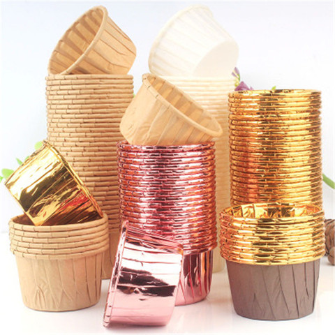 10pcs Golden Muffin Cupcake Paper Cup Oilproof Cupcake Liner Baking Cup Tray Case Wedding Party Caissettes Cupcake Wrapper Paper ► Photo 1/5
