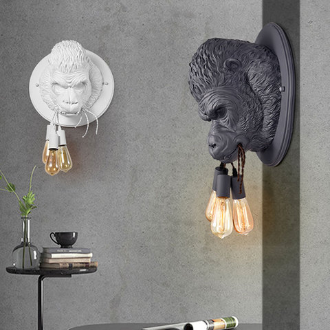 Nordic Resin Gorilla Wall Lamp Retro Modern Led Wall Sconce Home Loft Bedroom Bedside Home Decor Wall Light Fixtures Luminaire ► Photo 1/5