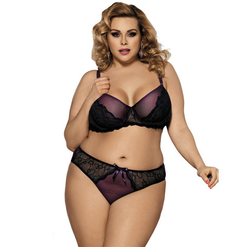 Comeondear Sexy Transparent Sexy Bra And Panty Sets Plus Size Underwire Lace Woman Underwear Sexy Set Women Lingerie Sets R80273 ► Photo 1/6