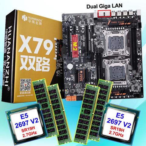 Discount computer hardware HUANAN ZHI dual X79 LGA2011 motherboard with M.2 slot CPU Intel Xeon E5 2697V2 2.7GHz RAM 64G(4*16G) ► Photo 1/6