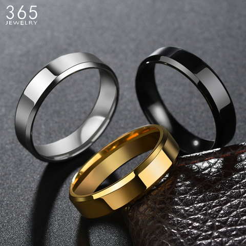 High Quality 6mm Stainless Steel Ring For Women Men Fashion Gold Color Finger Rings Wedding Band Jewelry Gift ► Photo 1/6