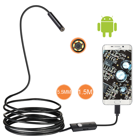 1/1.5/2m 7/5.5mm Lens Endoscope HD 480P USB OTG Snake Endoscope Waterproof Inspection Pipe Camera Borescope For Android Phone PC ► Photo 1/6