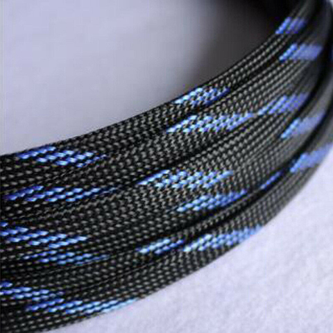 1-50M Cable Sleeves Black & Blue Snakeskin Mesh Wire Protecting Nylon Tight PET Expandable Insulation Sheathing Braided Sleeves ► Photo 1/2