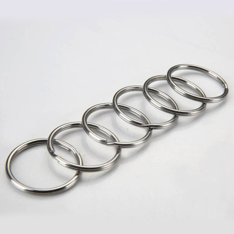 10pcs/lot 12mm 15mm 20mm 25mm 28mm Stainless Steel Hole Key Ring Key Chain Rhodium Plated Round Split Keychain ► Photo 1/1
