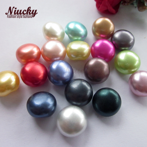Niucky 18 colors 11mm Basic colorful pearl sewing buttons for clothing Tunnel hole bread pearl decorative buttons P0301-023 ► Photo 1/6