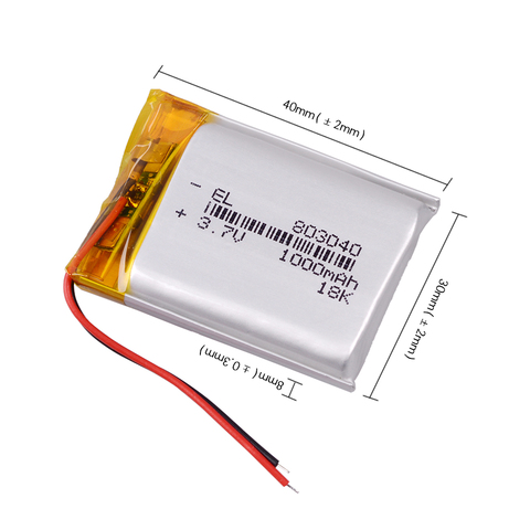 3.7V 1000mAh Lipo Lithium Polymer Battery 803040 lantern headlamp flashlight headphones bluetooth speaker ► Photo 1/6