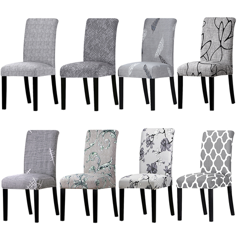 1 Piece Grey Color Printed Chair Cover Washable Removable Big Elastic Seat Arm Covers Slipcovers Stretch For Banquet Hotel ► Photo 1/6