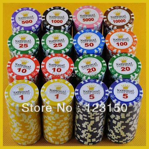 PK-6006  50pcs/pack Clay 14g Poker Chips insert metal 15 denomination ► Photo 1/6