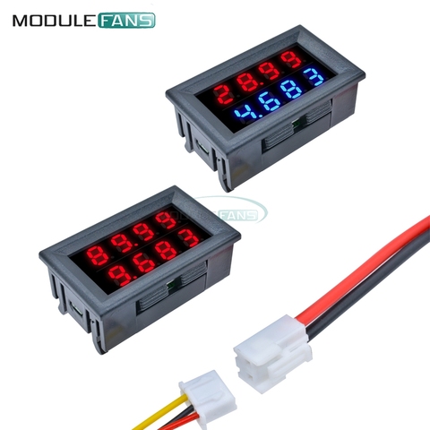 DC 100V/200V 10A Digital Voltmeter Ammeter 5 Wires Voltage Current Meter Power Supply Red Blue LED Dual Display 4 Bit 0.28 Inch ► Photo 1/6