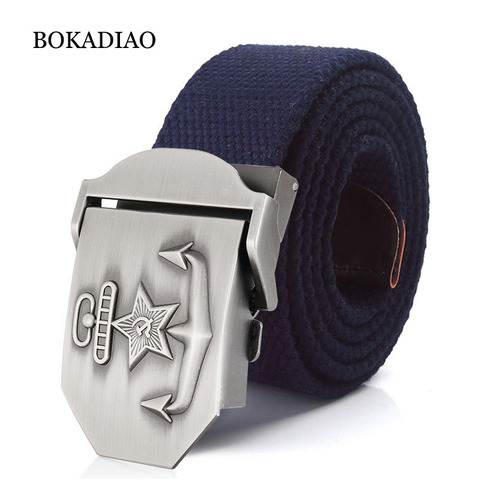 BOKADIAO Men&Women Canvas belt Navy Of The USSR luxury Metal buckle jeans belt CCCP Army tactical belts for male Military strap ► Photo 1/6