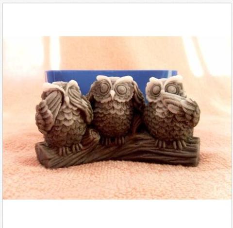 Three Owl Silicone Mold for Soap and Candles Makinganimal Mould Diy Craft Molds Silicone Rubber PRZY Eco-friendly 001 ► Photo 1/6