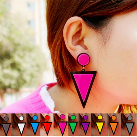 Brand Earing Fluorescent Colorful Triangle Earrings Stud Earrings For Women Crystal Pearl Earrings Fashion Jewelry Wholesale ► Photo 1/6