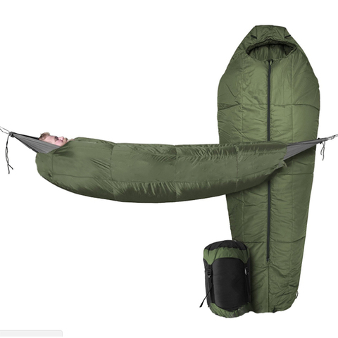 Hiking accessories in outdoor camping hammock ultralight Sleeping bag green Mummy sleeping bags hollow cotton warm envelope lazy ► Photo 1/5