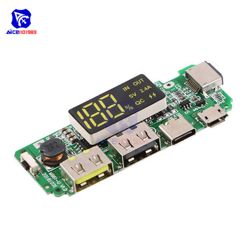 LED Dual USB 5V 2.4A Micro/Type-C/Lightning USB Power Bank 18650 Charger Board Overcharge Overdischarge Short Circuit Protection ► Photo 1/6