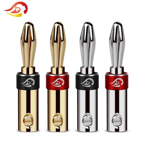 QYFANG 4/8/12pcs Gold/Rhodium Plated Copper Speaker Banana Plug Audio Jack Metal Adapter 4.0mm Wire Hole Solder Line Connector ► Photo 1/6