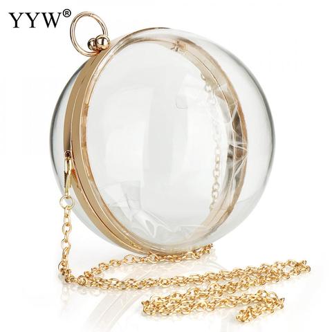 YYW Acrylic Round Ball Shoulder Bag For Women 2022 New Arrive Crossbody Bags With Chain Transparent Evening Clutch PVC Handbags ► Photo 1/6