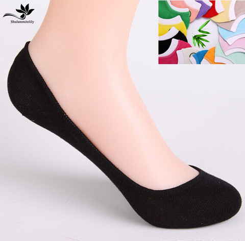 6pcs=3pairs/lot Bamboo fiber cotton Women's candy colors super invisible Socks anti- slip high qualtiy summer slipper woman ► Photo 1/6
