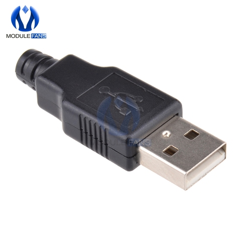 10Pcs USB2.0 Type-A Type A Plug 4-pin Male Adapter Contor jack&Black Plastic Cover ► Photo 1/5