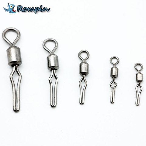 Rompin 50pcs/lot Swivel with side line clip fishing tackle fishhooks fishing connector fishing swivels with snap size 2 4 6 8 10 ► Photo 1/1