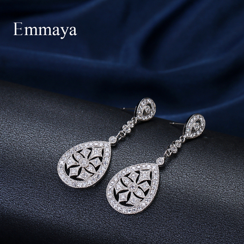 Emmaya Brand Romantic White Gold Color AAA Cubic Zircon Elegance Round Jewelry Earrings For Woman Popular Wedding Party Gift ► Photo 1/1