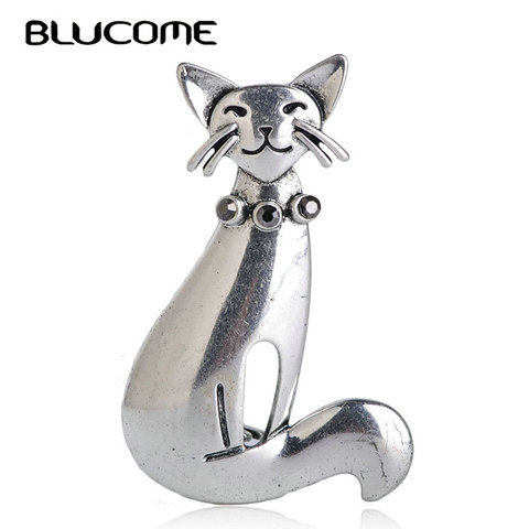 Blucome Hot Fashion Cute Kitten Cat Shape Brooch Sliver Color Women Girls Child Accessories Scarf Buckle Suit Bag Pins Jewelry ► Photo 1/5