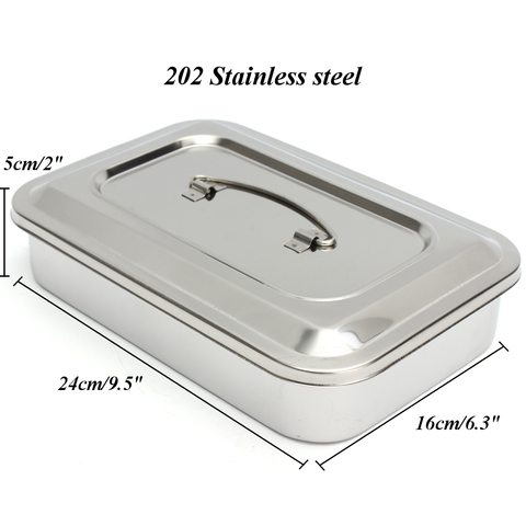 202 Stainless Steel Dental Instruments Tray Surgical Nursing Lid Medical Equipment Steriliser Container For Dentist Storage Box ► Photo 1/5