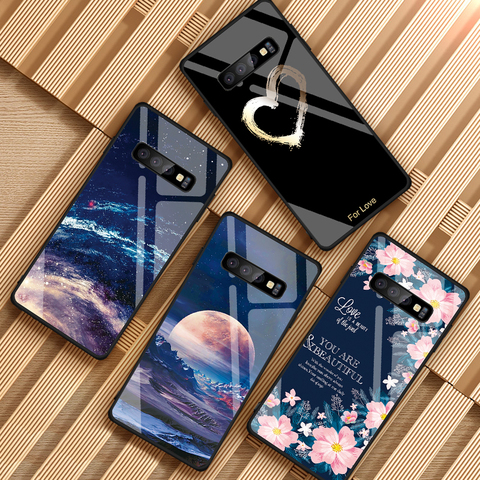 Starry Sky Pattern Tempered Glass Case For Samsung Galaxy S10 Plus S10e Shockproof Phone Cases For Samsung S10+ S20 Note 10 Case ► Photo 1/6