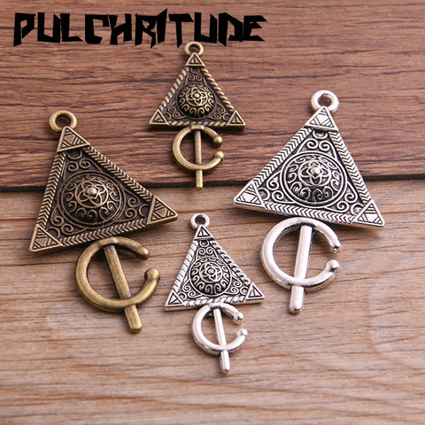 6PCS 2 Size Metal Alloy Two Color  Geometry Triangle Charms Pendants for Jewelry Making DIY Handmade Craft ► Photo 1/6