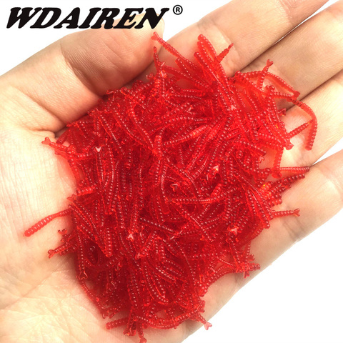 50pcs/Lot Lifelike Red Worm Soft Bait Smell Shrimp Odor Artificial Silicone Fishing Lure Bass 2cm Simulation Earthworm Takcle ► Photo 1/6