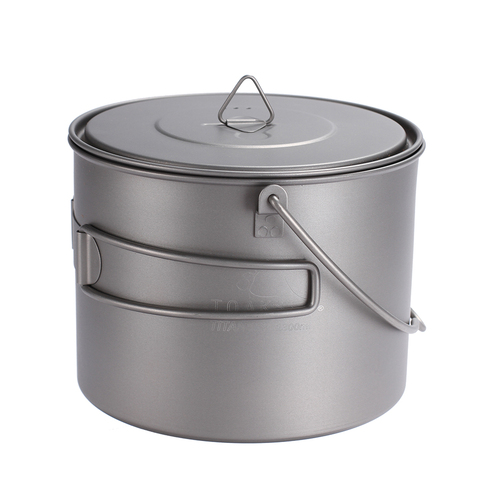 TOAKS Titanium Pot Frying Pan titanium cookware Set With Foldable Handle Outdoor Tableware Camping Pot Pan ► Photo 1/6