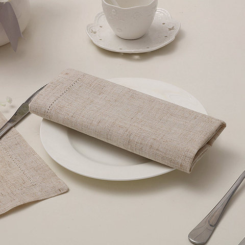 4PCS Hemstitched Napkins Linen Dinner Napkins Custom Napkins 4 Size Available For Party Wedding ► Photo 1/6