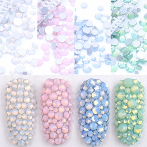 350pcs 5Gram Mixed Size ss3-ss30 Blue/Green/Pink/White Opal 3D Crystal Nails Art Rhinestone,Flatback Glass Nail art Decoration ► Photo 1/6