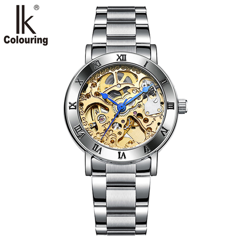 IK Colouring 36mm Case Gold Armbanduhr Damen Automatic Women Wristwatch Stainless Steel Skeleton Mechanical Watch Montre Femme ► Photo 1/1