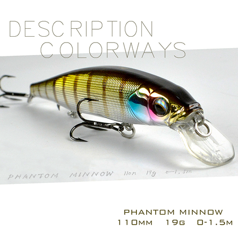 TH110 Suspend Minnow Lure 19g jerkbait wobbler Artificial fishing lures tackle for sea bass perch pike fish trout wobblers baits ► Photo 1/6