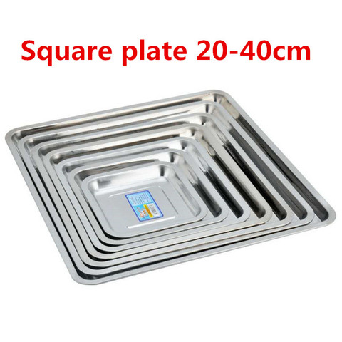 square stainless steel plate grill bbq Storage tray steamed grilled fish dish rectangular plate tray for food thickening pans ► Photo 1/6