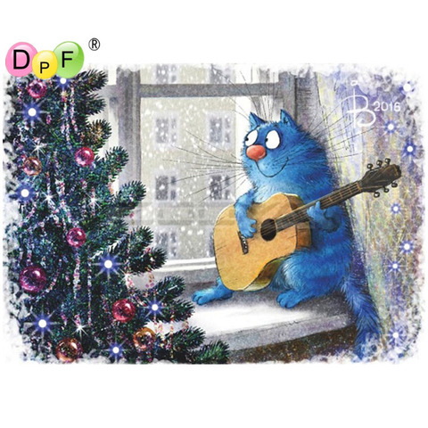 DPF DIY Cute blue cat 5D square diamond painting cross stitch crafts diamond embroidery wall painting home decor mosaic ► Photo 1/1