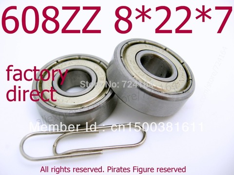 10pcs Miniature Ball bearing 608 ZZ 8x22x7 mm ABEC-5 3D printer accessories Chrome Steel 608z 608 2RS 608RS Longboard Skateboard ► Photo 1/6