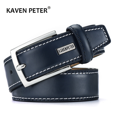 Men Genuine Leather Belt Fashion Real Leather Belts For Men With Single Prong Buckle Dress Black Cowskin Belt Ceinture Homme ► Photo 1/6