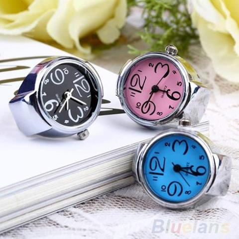 Finger Ring Watch Women/Girl Sleek Steel Round Dial Elastic Quartz Finger Ring With Watch Female Ring Mini Size Gift for Student ► Photo 1/6