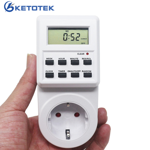 Plug-in Programmable Timer Switch Socket Digital Weekly Programmable Electrical Wall Plug-in Switch Outlet Time Clock AC 230V ► Photo 1/6