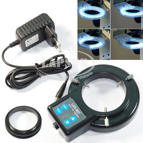 60 LED Compact 4 Four-Zone Control Stereo Microscope LED Ring Light Lamp Illuminator Bulbs Box 110V-240V Adapter DIA 60mm ► Photo 1/5